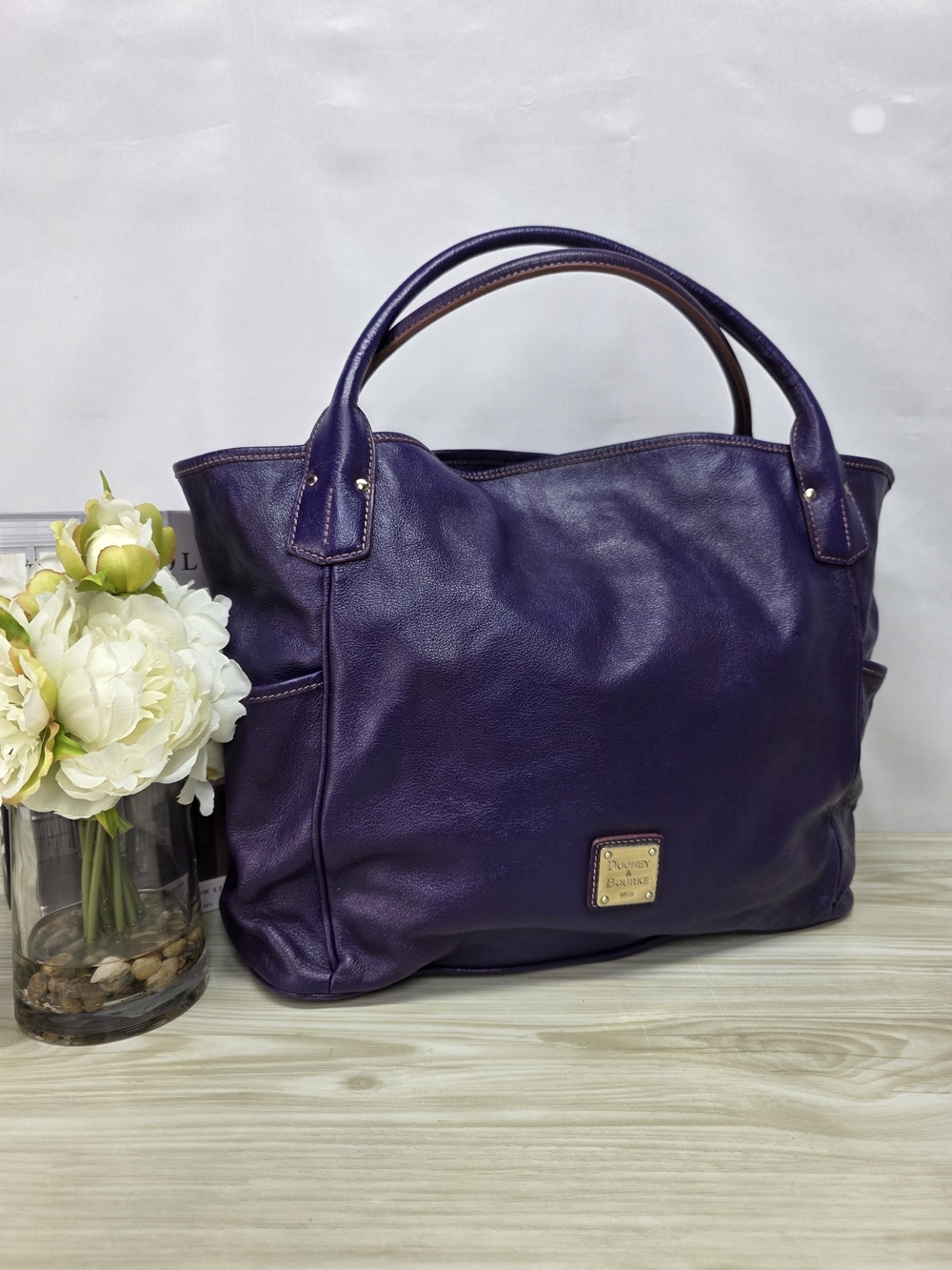 Dooney & Bourke Large Kristen Leather Purple, Plum, Eggplant Tote Bag